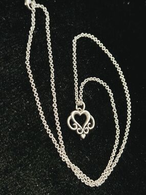James Avery Silver Heart Scroll Pendant Necklace - Silver